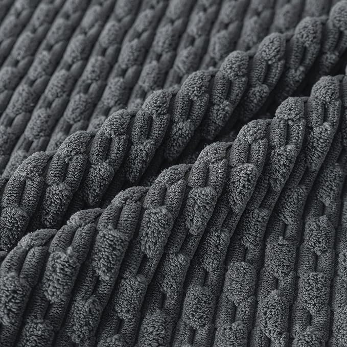 Set of 4 Medium Grey Decorative Throw Pillow Covers 20x20 Inch Corduroy Pillow Covers for Bed Couch Sofa Living Room Soft Square Cushion Cases