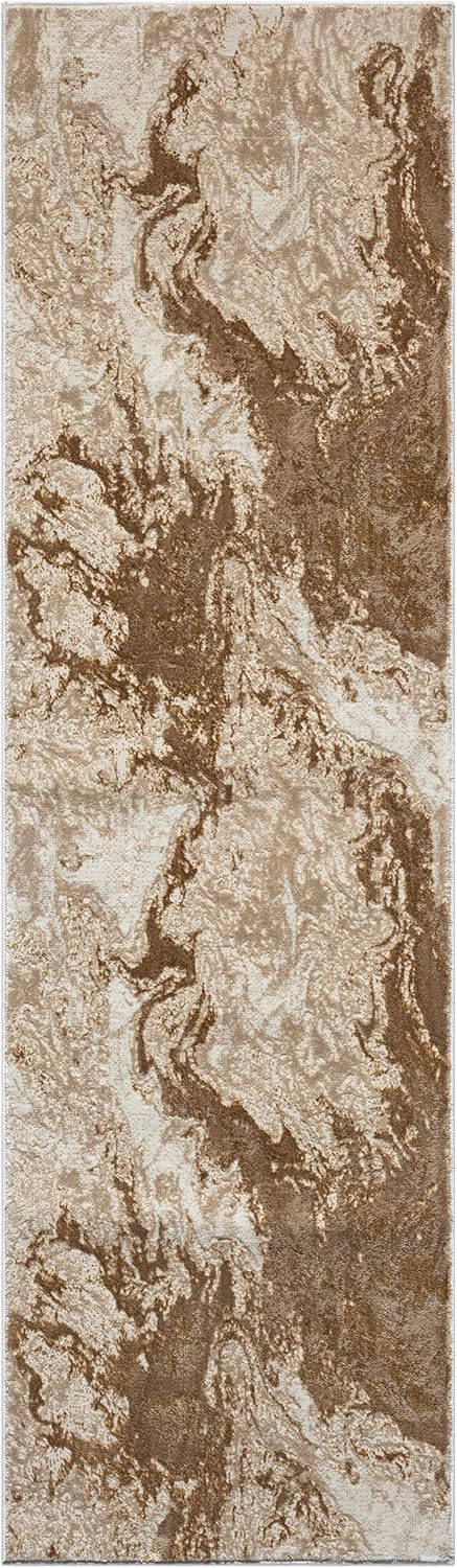 LUXE WEAVERS Marble Swirl Abstract Area Rug, Beige 2x7