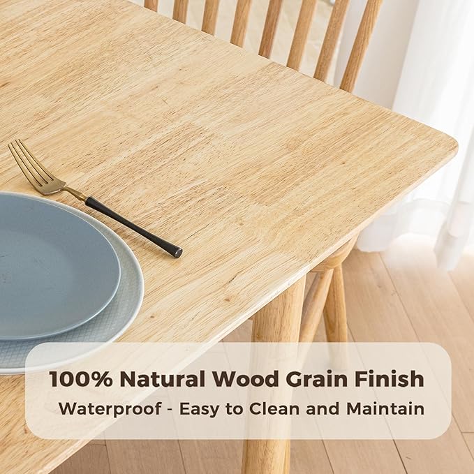 DELAVIN 70.8" Large Solid Wood Dining Table for 6-8 People, Mid Century Modern Rectangular Oak Kitchen Table, Farmhouse Dining Room Table, Easy Assembly, Natural