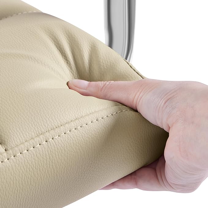 Yaheetech Bar Stools Set of 4, PU Leather Adjustable Swivel Barstools, Hydraulic Kitchen Counter Height Chairs with Armrest and Back for Kitchen, Dining Room, Khaki