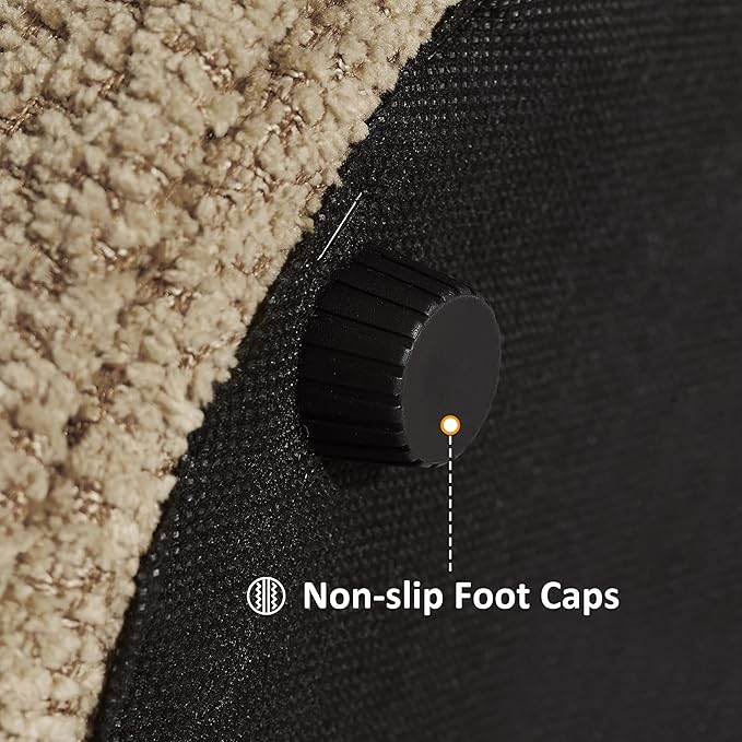 VANOMi Multi-Functional Boucle Ottoman, Vanity Stool Chair, Sturdy Wooden Footstool, Suitable for Living Room, Bedroom, and Entryway, Without Installation, Camel