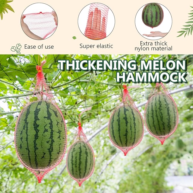 Irenare 150 Pcs Melon Cradle Melon Nets Hammock Set, Thickened Watermelon Holder, Holds up to 7-12 Lbs, Garden Plastic Hanging Bags for Garden Growing, Keep Watermelon Off of The Ground