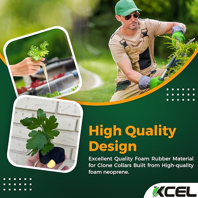 XCEL Cloning Collars 2 Inch (200 – Pack), Premium Rubber Foam Plant Cloner That Fits Net Cups 2 Inch Hydroponic and All Cloning Machines (Black)