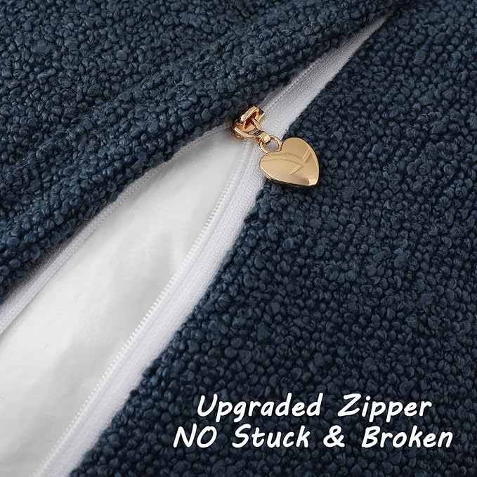 FUTEI Pack of 2 Haze Blue Decorative Throw Pillow Covers 24x24 Inch Soft Cozy Solid Boucle Textured European Cushion Case,Modern Home Decor for Couch Bed Living Room