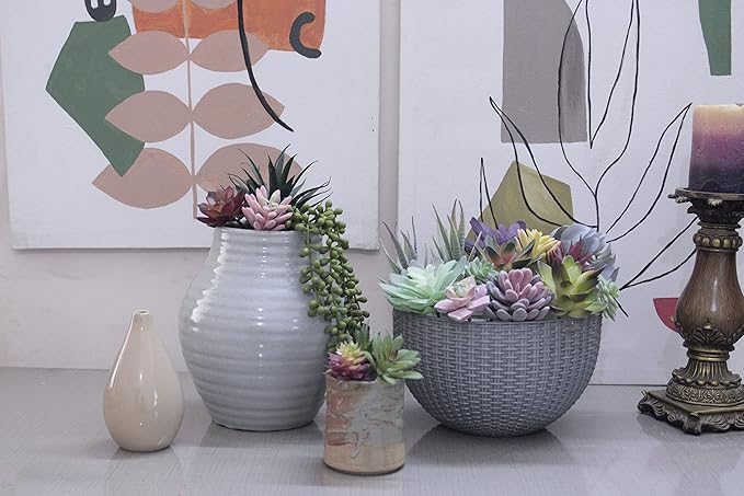DECOROUS Fake Succulents Unpotted - 20 Pack - Realistic Succulent Plants Artificial - Large Faux Succulent Bulk DIY Home Decor - Fake Plant Cactus Greenery - Premium Mini Artificial Succulent Flowers