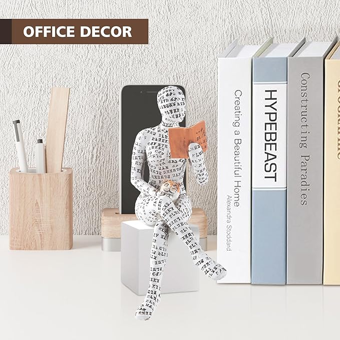 GRAPMKTG Home Decor Pulp Reading Women Thinker Statue Aesthetic Sculpture Room Decor Modern Abstract Decoration on Shelf Table Desk for Living Room Office Bedroom H