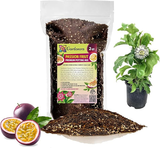 Premium Passion Fruit Potting Soil Mix - Perfect Balance of Nutrients, Drainage, and Aeration for Thriving Passion Fruit Vines - 2 Quart