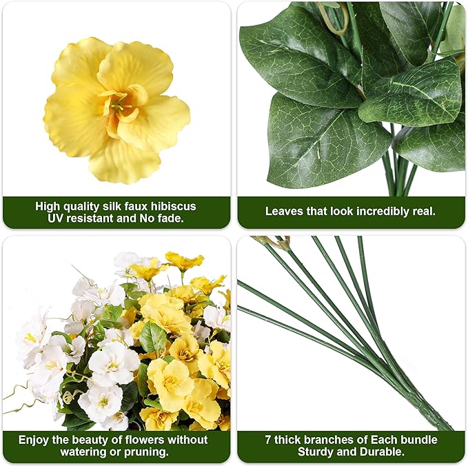 INSPRING Fake Fall Flowers Artificial Mums for Outdoors Autumn Decoration, Faux Silk Flowers Plants Realistic UV Resistant Tropical Flower Artificial for Outside Planter Patio (2MixHB, 6 Bundles)