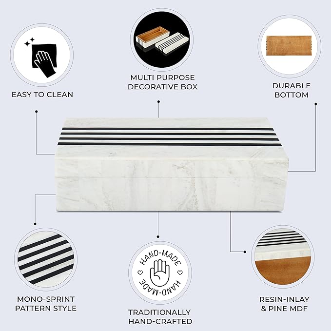 Handicrafts Home Handmade Mono Collection Decorative Jewelry Box Organizer – Keepsakes, Trinkets, and Home Decor – Antique Coffee Table Storage, Memory Box, Farmhouse Style Decor Sprint, 10x4.5x2.5