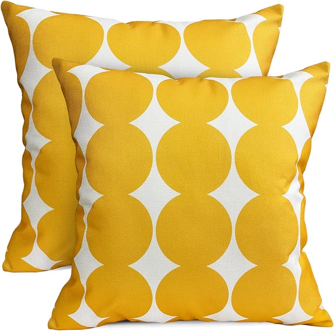 Decorative Throw Pillow Covers Set of 2 Chrome Yellow Fashion Polka dot Pillow Covers 20x20 Inch Throw Pillow Cover Linen Pillowcase Farmhouse Outdoor Pillow Covers for Couch Sofa Bedroom