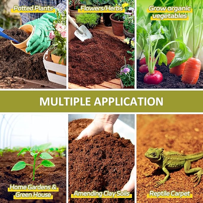 Legigo Pack of 1 Organic Coco Coir Bricks- 100% Natural Compressed Coco Peat Brick Coconut Fiber Substrate with Low EC& pH Balance, Coir Plant Soil Enhance Root Growth for Herbs, Flowers, House Plants