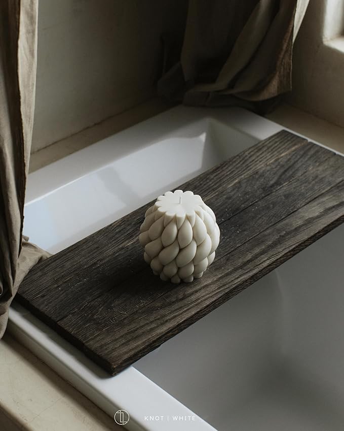 LAWA Knot Ball Candle - Large Beautiful Handmade Pillar Scented Soy Wax Elegant Bubble Aesthetic Candle Housewarming Gift Home Room Shelf Decor Idea White