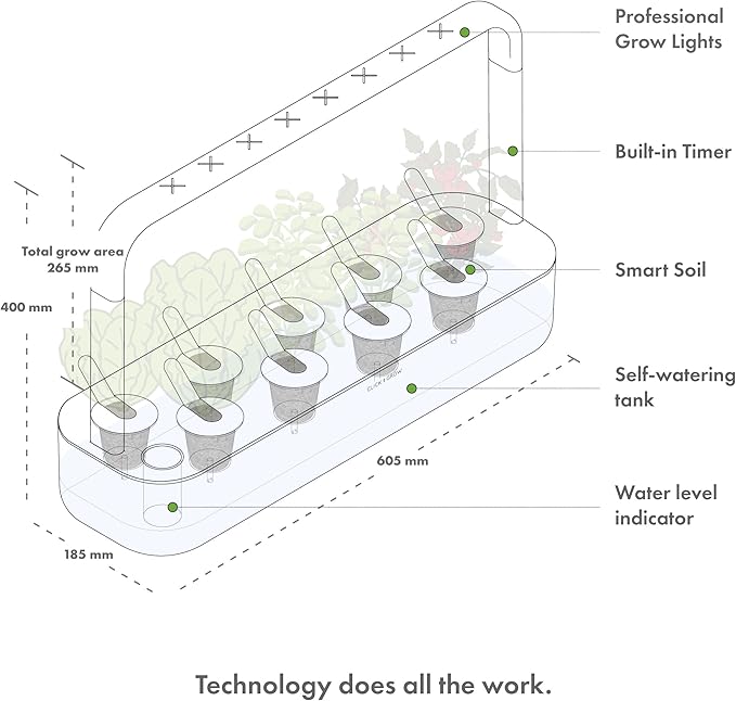 Click & Grow Indoor Herb Garden Kit with Grow Light | Easier Than Hydroponics Growing System | Smart Garden for Home Kitchen Windowsill | Vegetable & Herb Garden Starter Kit with 9 Plant pods, Gray