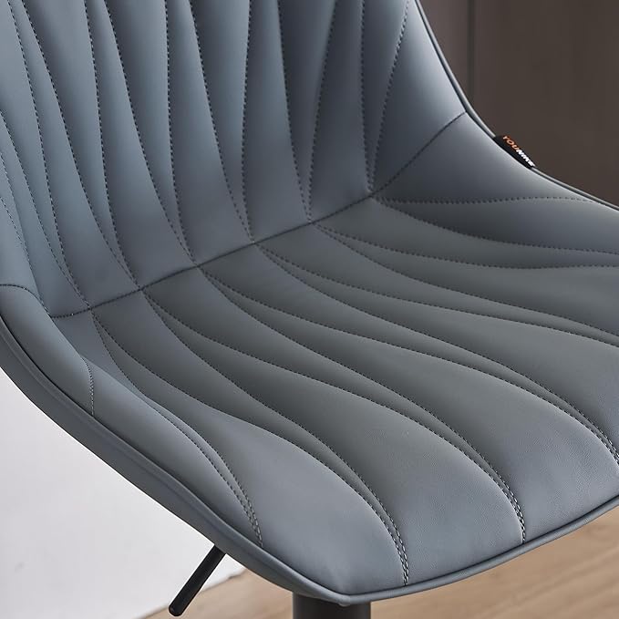 YOUNIKE Bar Stools Set of 2 for Kitchen Island, Greyblue Swivel Tall Barstools, Adjustable Bar Stool with Back, Leather Padded Bar Chairs, Modern Counter Height Stools with 300LBS Support