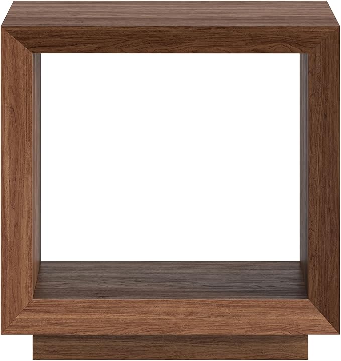 Henn&Hart 22" Wide Rectangular Side Table in Satin Walnut, for Home, Living Room, Bedroom, Entertainment Room, Office