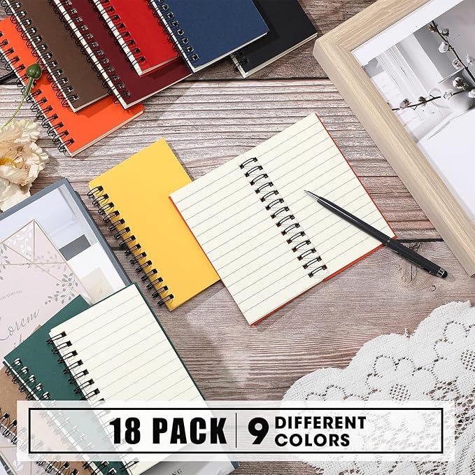 Jutom 18 Pcs Small Spiral Notebooks Memo Pads 3x5 Bulk Small Pocket Notebooks Mini Notepads with Lined Pages Mini Journals for Office Back to School Work Writing Supplies, 120 Pages (Multi Color)