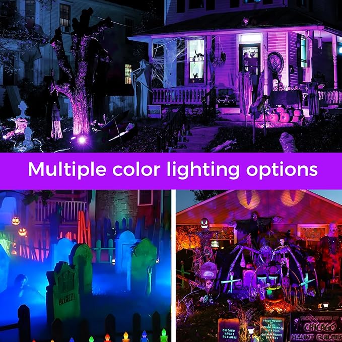 Halloween Christmas Spotlight Outdoor RGB Spot Lights, 12W Color Changing Landscape Lights for Yard Patio Garden Pathway Decor 120V Waterproof Landscape Spotlights with Remote(4 Pack)