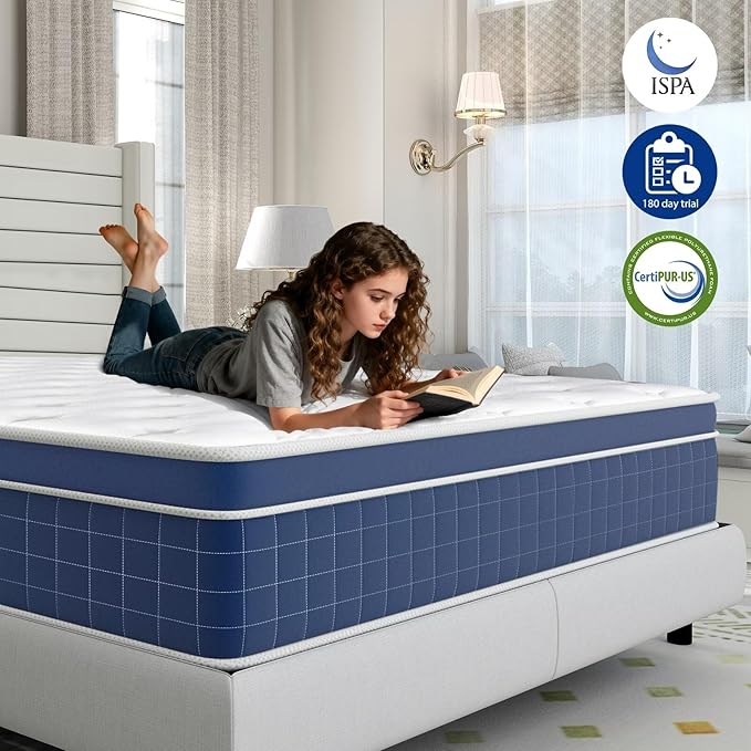 Full Size Mattress in a Box 14 Inch Hybrid Mattress [Enhanced Stability], Medium Firm Feel with Memory Foam and Pocket Springs, Reinforced Edge Support