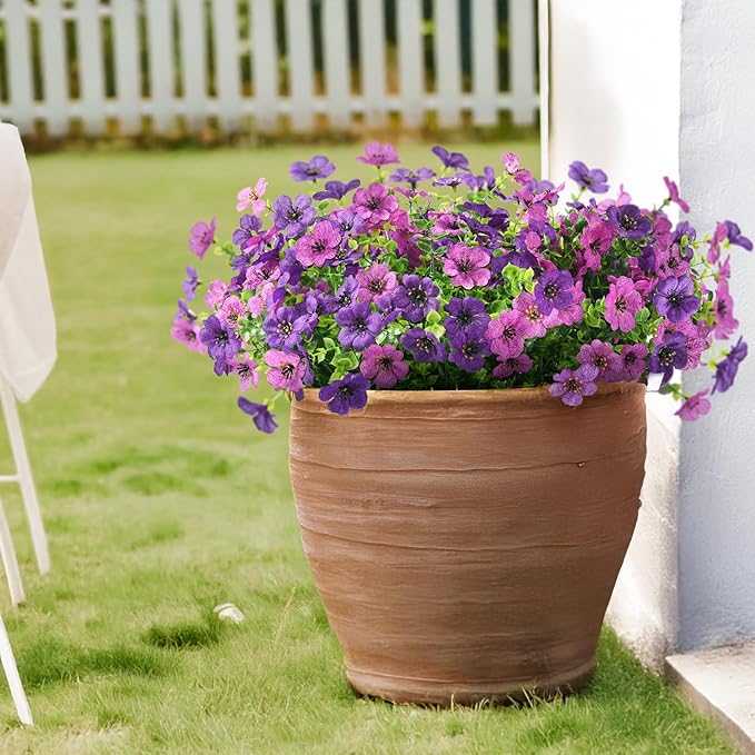 Artificial Flowers Faux Plants Outdoor Fake Flowers Spring Decor,12 Bundles Realistic Plastic Plant Colorful Daisy UV Resistant for Porch Patio Home Yard Garden Window Box Pot Planters