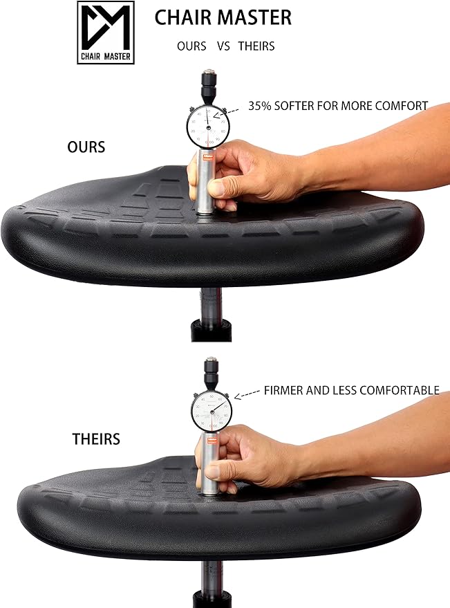 Chair Master - ESD Anti Static Ergonomic Polyurethane Chair Adjustable Height Heavy Duty Easy to Clean for Research, Laboratory and Cleanroom (Rollerblade Style Rubber Casters, Medium Stool)