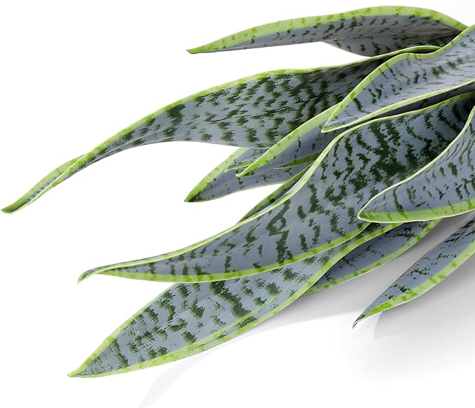 22.5" Artificial Snake Plant Faux Sansevieria Plants Tropical Fake Plants in Black Pot Greenery Plant Perfect for Home Office Living Room Housewarming Gifts Indoor Outdoor Decor-Green