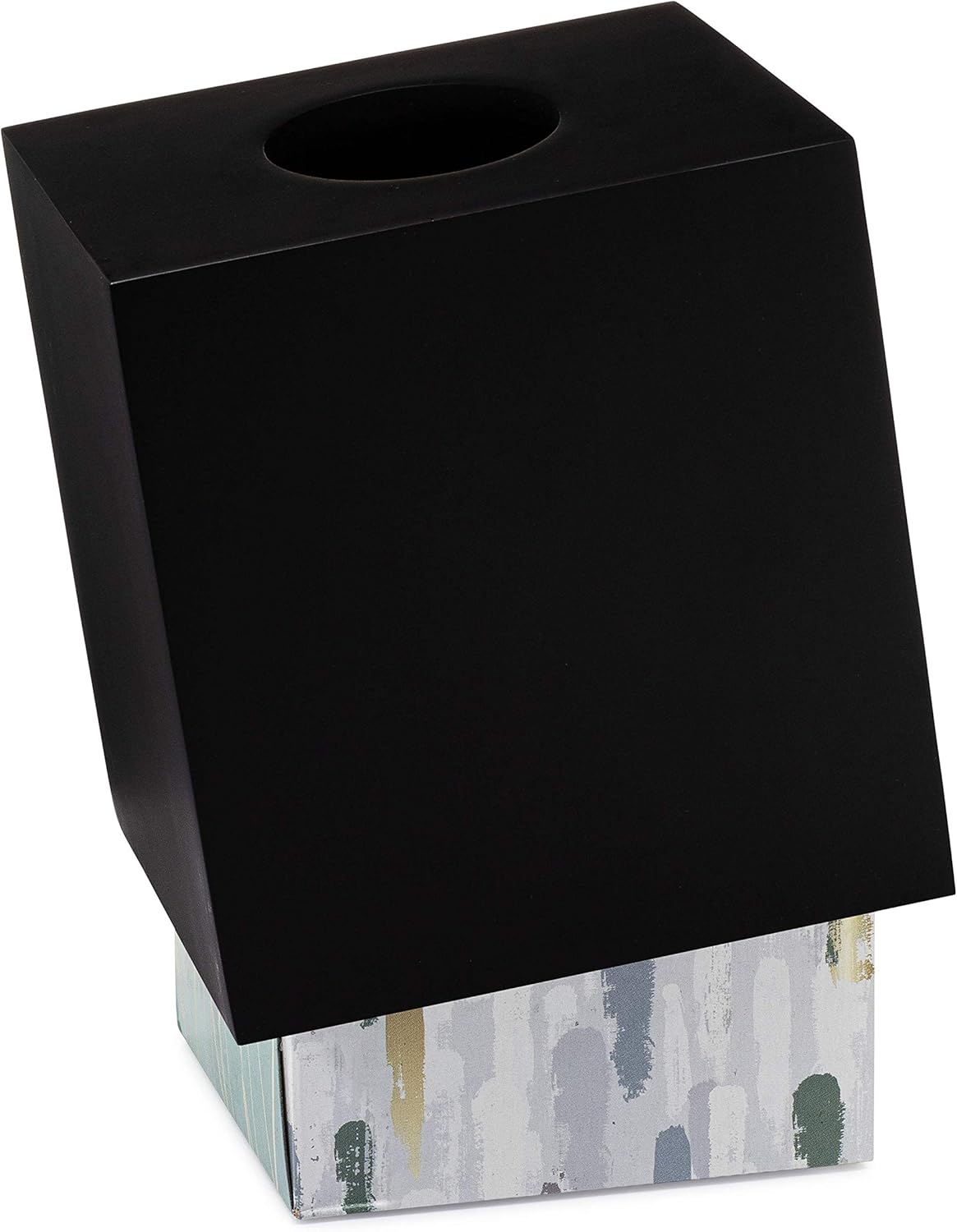 Essentra Home Matte Black Collection Square Tissue Box Cover