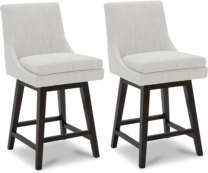 CHITA Bar Stools Set of 2, Counter Height Swivel Barstools, FSC Certified Morden Upholstered Fabric Counter Chairs with Back Support, 26.8" H Seat Height, Fabric in Ivory