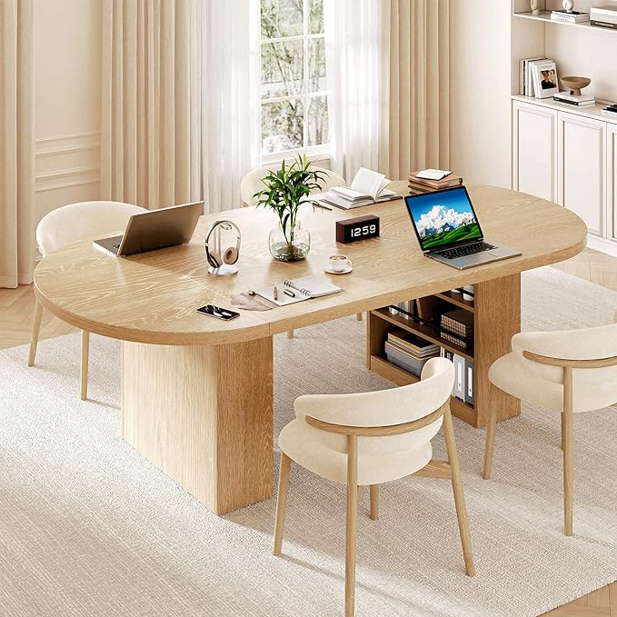 78.7" Dining Table for 6 8 10, Modern Dining Room Table with Storage, Wood Kitchen Table with Heavy Duty Legs, Dinner Tables for Kitchen Dining Room (Natural)