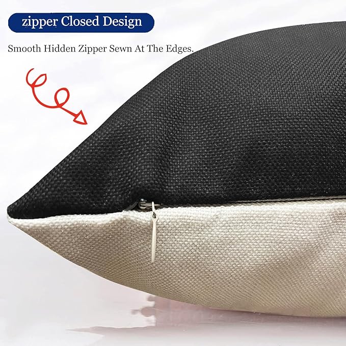 Decorative Throw Pillow Covers Set of 4 Black White Pillow Covers 16x16 inch Throw Pillows Linen Square Pillow Case,Farmhouse Outdoor Modern Geometric Pillow Covers for Couch Sofa Livingroom