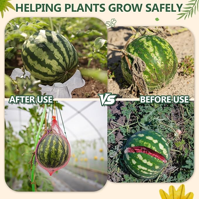 Irenare 150 Pcs Melon Cradle Melon Nets Hammock Set, Thickened Watermelon Holder, Holds up to 7-12 Lbs, Garden Plastic Hanging Bags for Garden Growing, Keep Watermelon Off of The Ground