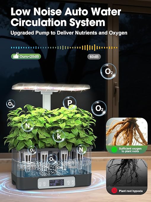 Hydroponics Growing System Kit, 8 Pods Smart Indoor Herb Garden with WiFi App Control, Seeds Pod Kit,LED Grow Light,Stainless Steel Herbs Planter for Lettuce,Basil,Gardening Gifts