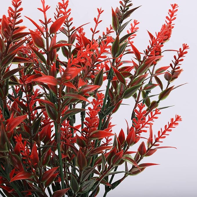 Artificial Outdoor Plants UV Resistant Artificial Greenery Lavender 12 Bundles UV Resistant Hanging Planter Flora Fence Indoor Outside Decor Wedding Table Flowers Arrangement Bouquet Filler(Orange)