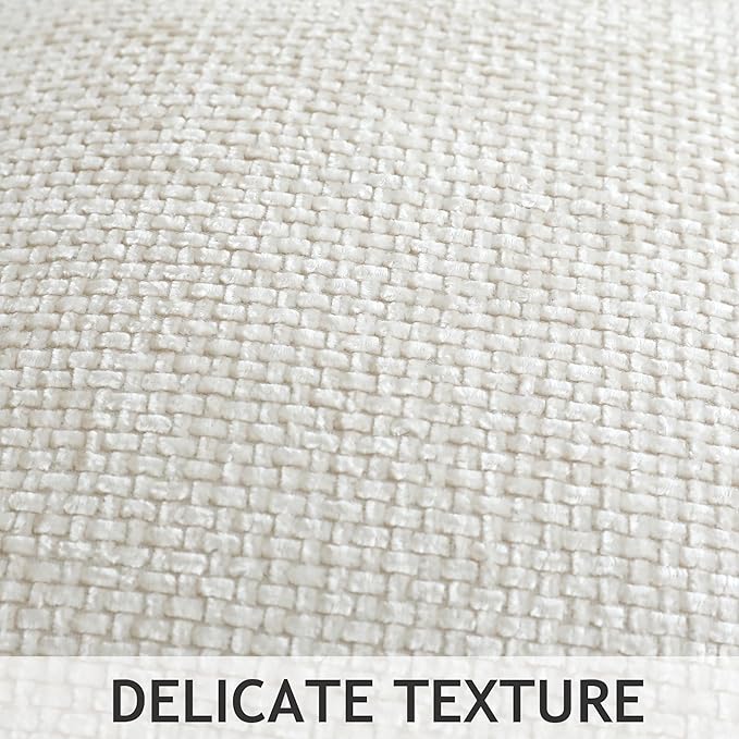 Stellhome Pack of 2 Woven Textured Decorative Throw Pillow Covers Soft Chenille Accent Luxury Cushion Cases for Living Room Couch Bed Sofa Farmhouse Boho Home, 16x16 inch, Cream
