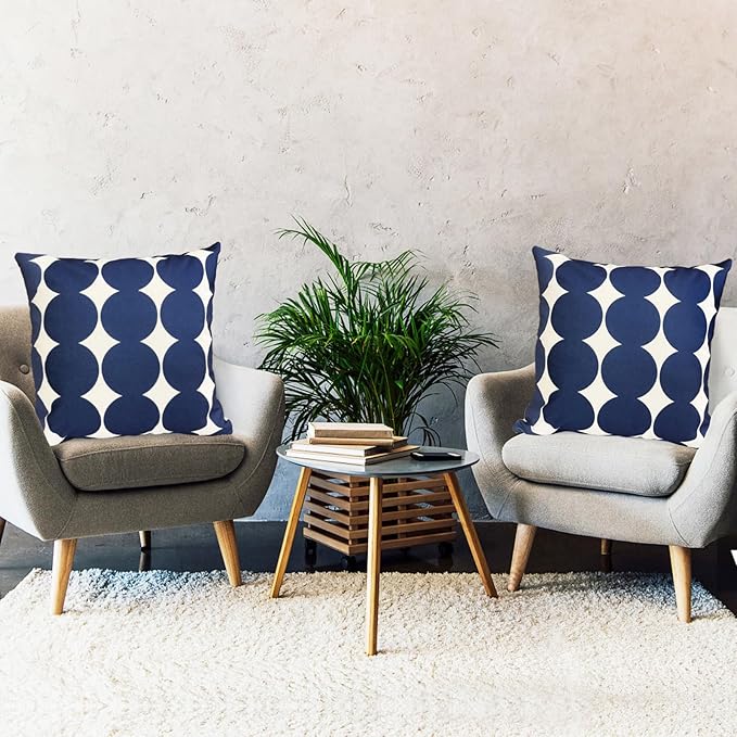 Decorative Throw Pillow Covers Set of 2 Blue Fashion Polka dot Pillow Covers 22x22 Inch Throw Pillow Cover Linen Pillowcase Farmhouse Outdoor Pillow Covers for Couch Sofa Living Room