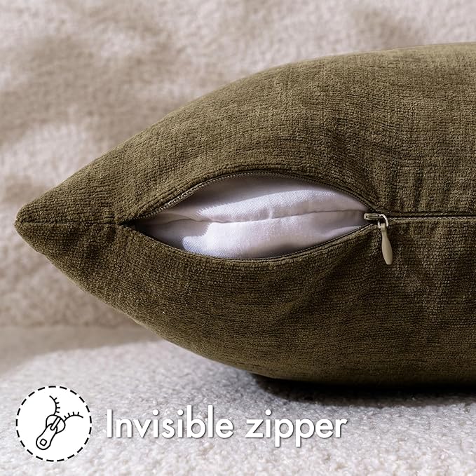 MIULEE Coffee Couch Pillow Covers 18x18 Inch, Set of 2 Soft Chenille Decorative Square Throw Pillow Covers Farmhouse for Sofa Living Room Bed