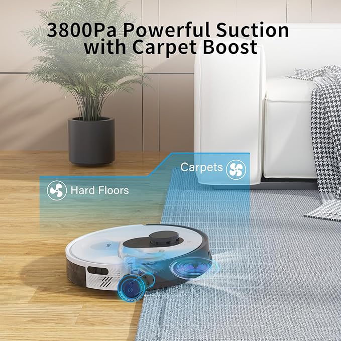 OKP Life Lidar Robot Vacuum Cleaner 4000Pa Suction Power, No-Go Zone, LiDAR Navigation, Smart Mapping Home Robotic Vacuum, Self-Charging, Wi-Fi/APP/Alexa Control, for Pet Hair, Carpet, Hard Floor
