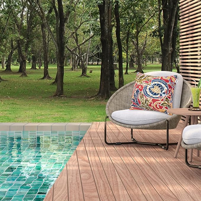 JMGBird Outdoor Throw Pillows Waterproof Set of 2 Patio Pillows 18×18 Inch Decorative Pillow for Bed, Couch, Sofa and Patio Furniture