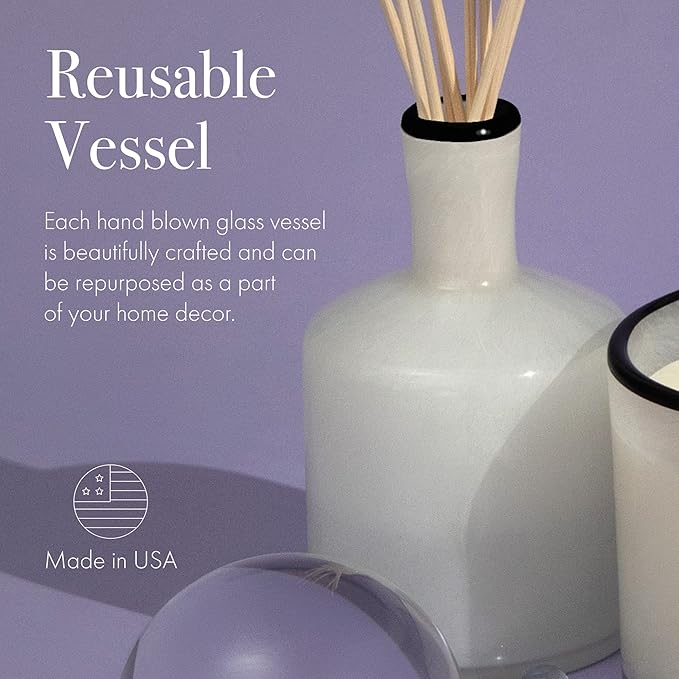 LAFCO New York Signature Reed Diffuser, Champagne - 15 oz - Up to 9 Months Fragrance Life - Reusable, Hand Blown Glass Vessel - Natural Wood Reeds - Made in The USA