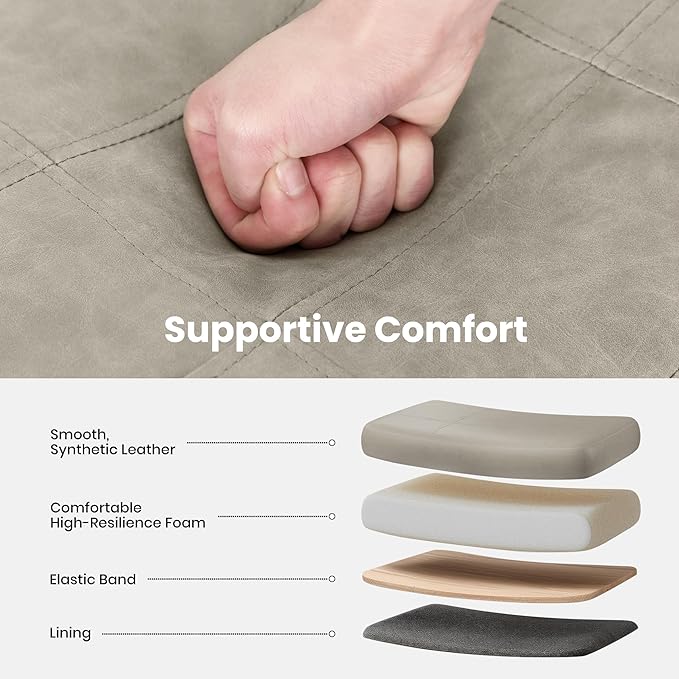 PHI VILLA Bar Stools Set of 4 - Solid Wood Legs Counter Height Barstools with Upholstered Saddle Seat, 24 inch Kitchen Counter Island Stools