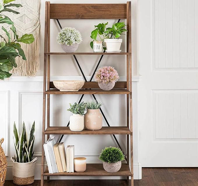 Lemonfilter Set of 4 Mini Potted Artificial Plants Plastic Eucalyptus Plants Faux Rosemary Plants for Home Garden Office Desk Shower Room Decoration