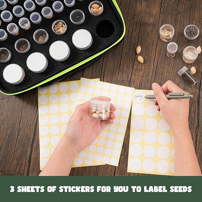 ProCase 41 Slots Seed Storage Organizer Sorter Box, Sturdy Seed Bank Saving Kit Container for Garden Vegetable Plant Flower, Seed Keeper Set with Label Stickers Funnel 3 Size of Bottles 1 oz 3 oz 5 oz