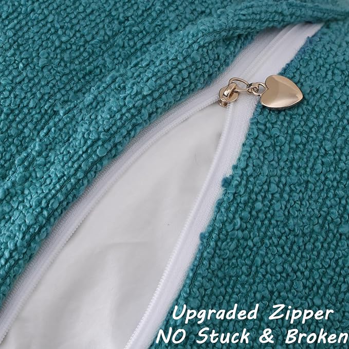 FUTEI Pack of 2 Teal Blue Decorative Throw Pillow Covers 26x26 Inch Soft Cozy Solid Boucle Textured Euro Pillow Shams,Modern Home Decor for Couch Bed Living Room