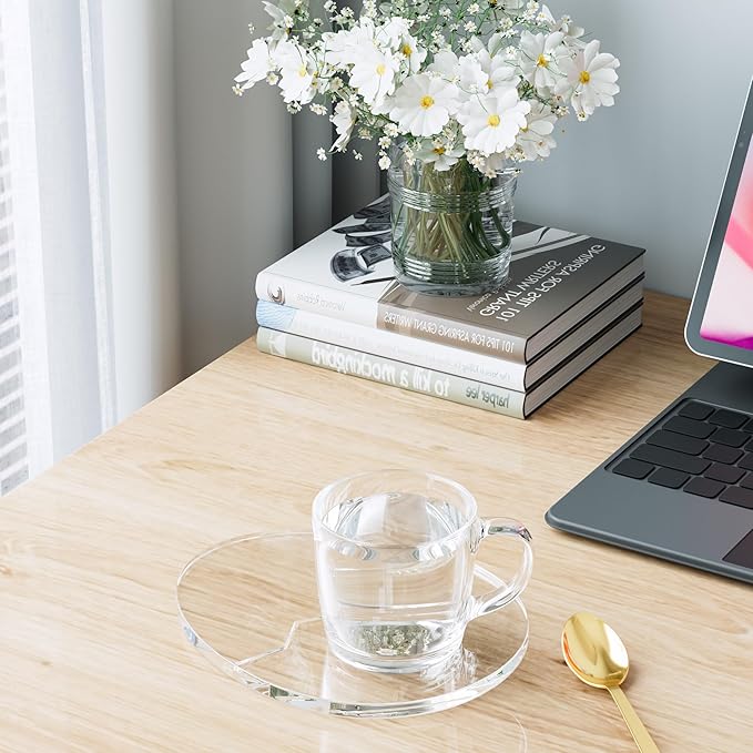 Acrylic Coaster Decorative Plates,2Pcs/Set Office Desk Accessories, Clear Dinosaur Egg Shape Coffee Cup Decor, Perfect for Tabletop Protection and Display.