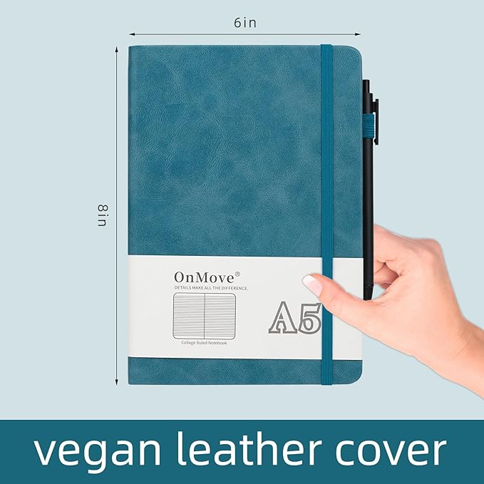 Notebooks Journal for Women Men 3 Pack Bulk Leather Hardcover with Pen Holder A5 160 Pages 100 GSM Thick Paper for Work School Lined Sky Blue