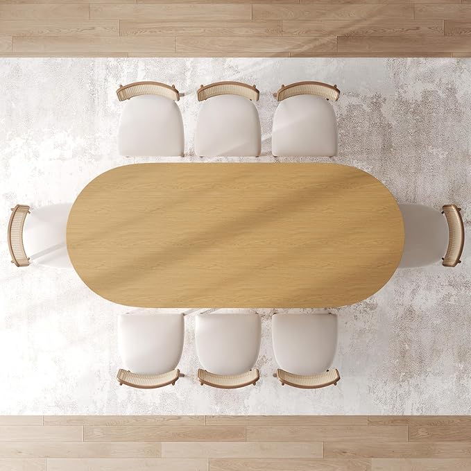 Casaphoria 79" Large Dining Table for 8, Wood Oval Living Room Table, Modern Farmhouse Kitchen Table with Scratch-Resistant Top & Wood Pedestal, Easy Assembly and Clean, Oak