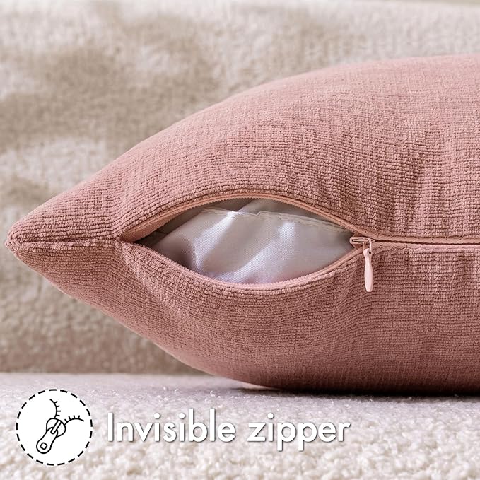 MIULEE Blush Pink Couch Pillow Covers 18x18 Inch, Set of 2 Soft Spring Decorative Square Throw Pillow Covers Farmhouse for Sofa Living Room Bed