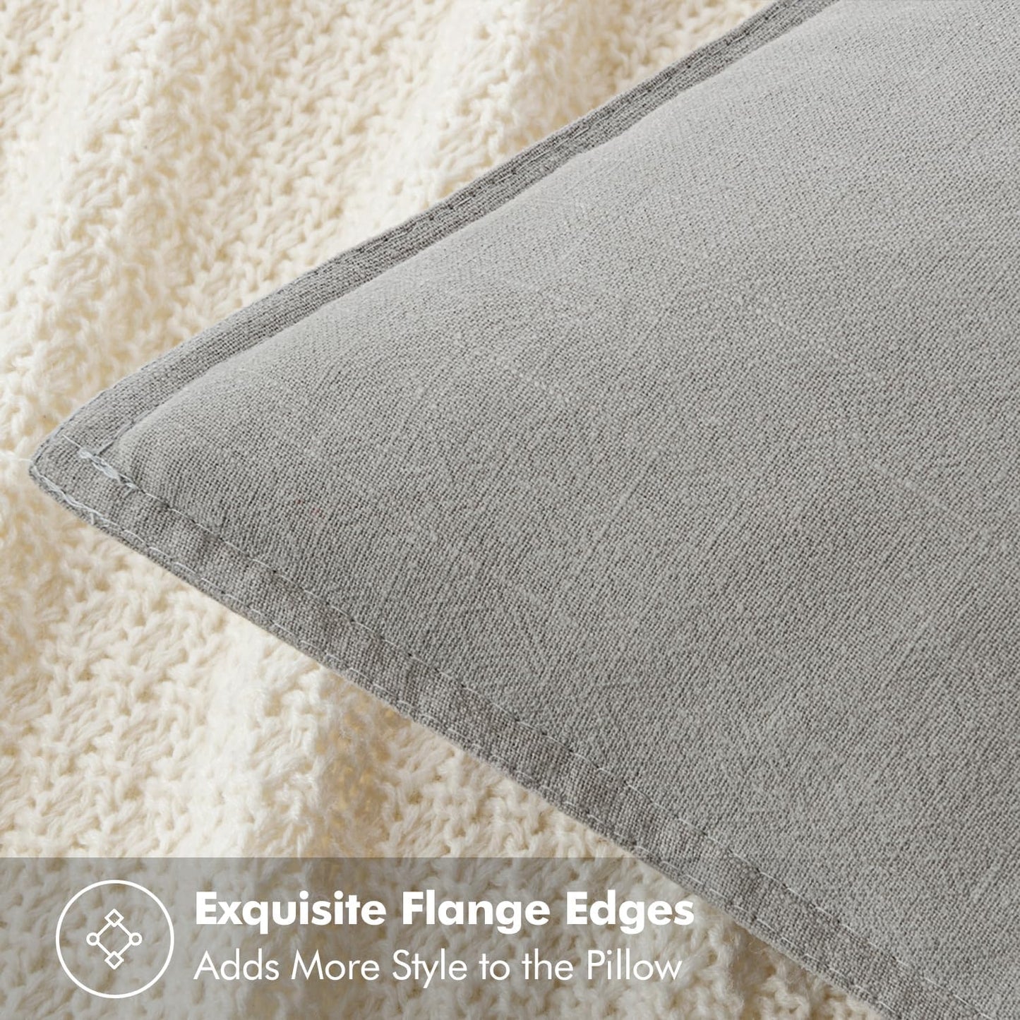 MIULEE Decorative Linen Pillow Covers 20x20 Inch Light Gray Boho Farmhouse Neutral Couch Throw Pillows for Bed Pack of 2 Accent Modern Pillowcase Sofa Livingroom Home Decor