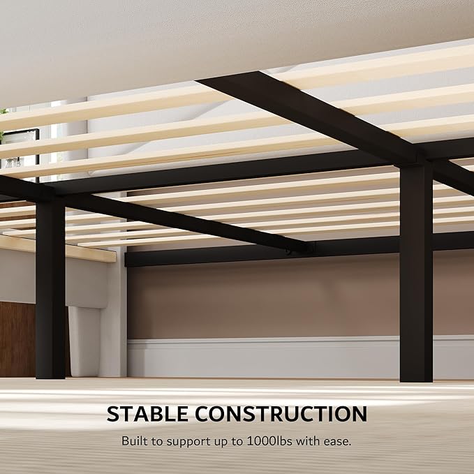 iPormis King Size Bed Frame with Charging Station, Velvet Platform Bed Frame with Wingback Headboard Upholstered Bedframe, Solid Wood Slats Support, No Box Spring Needed, Easy Assembly, White