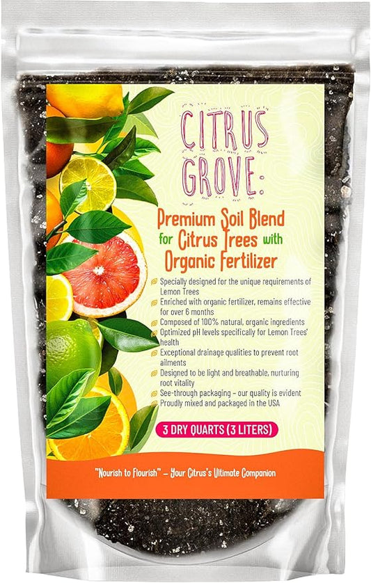 Premium Organic Citrus Potting Soil for Indoor/Outdoor Plants - Perfect for Oranges, Lemons, Limes & Grapefruits Trees - Hand Blended for Optimal Growth (1 Quart)