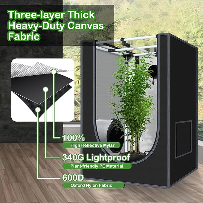 Grow Tent, 18"x18"x32"Grow Tent, Indoor Growing Tent with Observation Windows, Lightproof Tent with Floor Tray, Mylar Hydroponic Tent